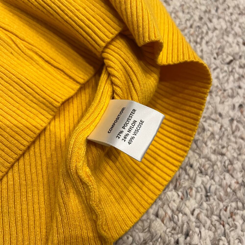 Nine Bull Ribbed Turtleneck Long Sleeve Sweater Sz L Yellow Classic Casual - Picture 6 of 7